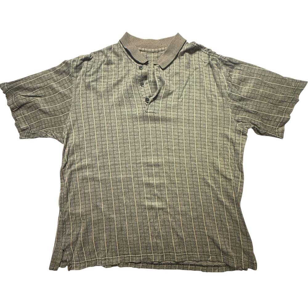 Geoffrey Beene Men's Short Sleeve Micro-Grid Plaid Polo Shirt